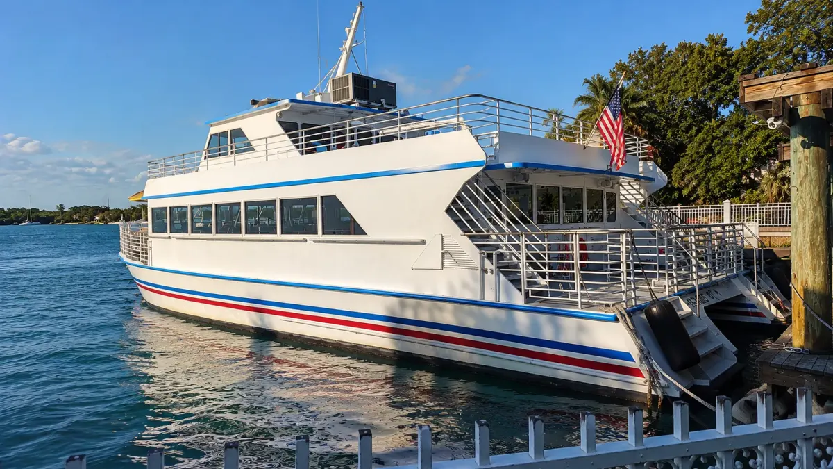 Glass-bottom boat docked in Key West harbor